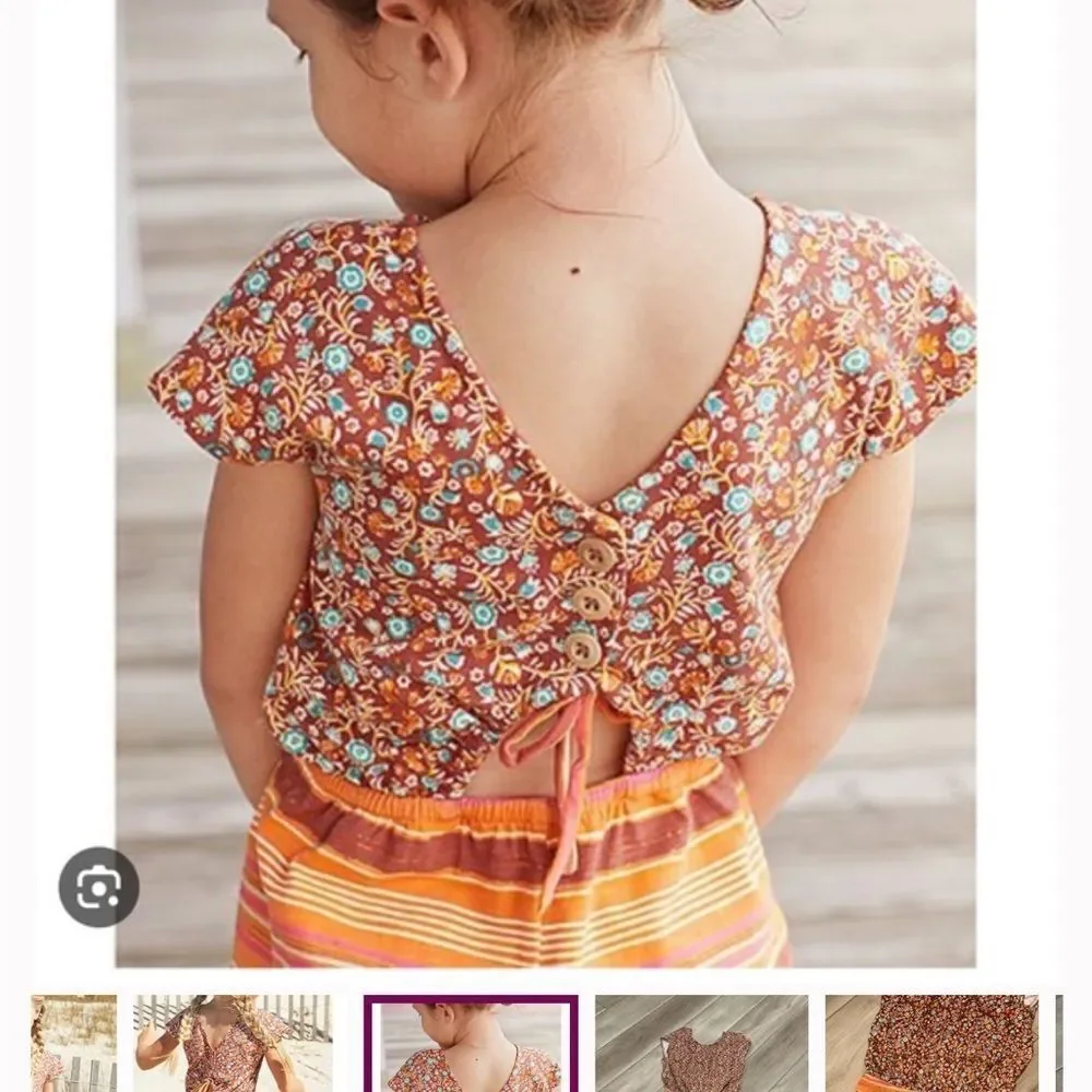 Matilda Jane orange and pink sundown multi print romper size 2